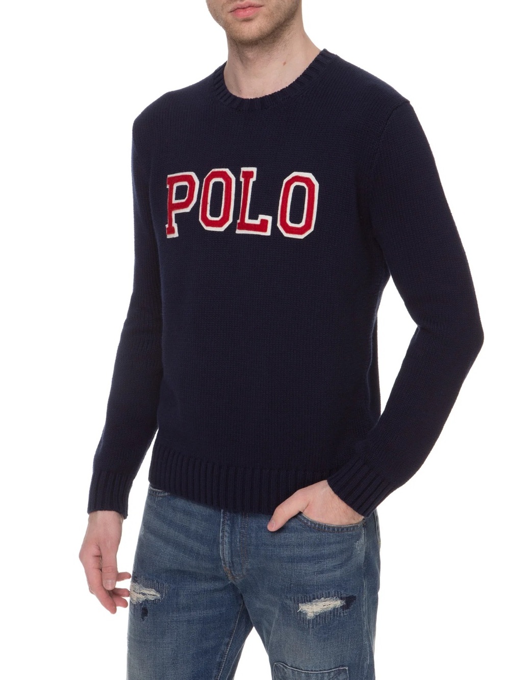 Polo by Ralph Lauren Navy Crewneck with Red Logo